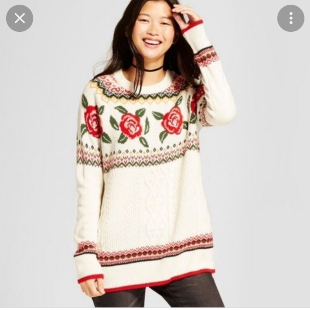 Mossimo rose cable knit sweater